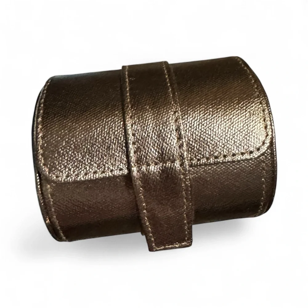 Metallic Brown Leather Watch Travel Case